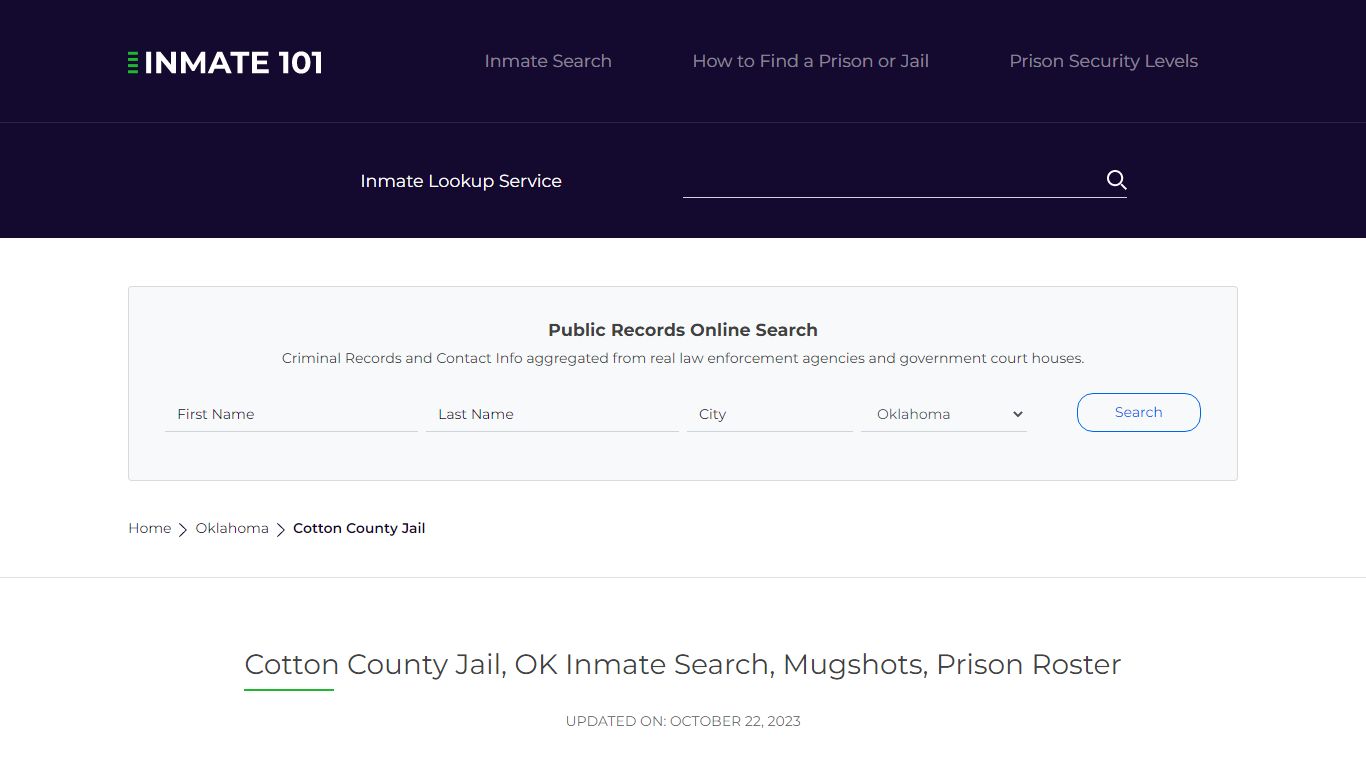 Cotton County Jail, OK Inmate Search, Mugshots, Prison Roster
